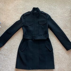 [NEW] Express Black Peacoat Overcoat XS